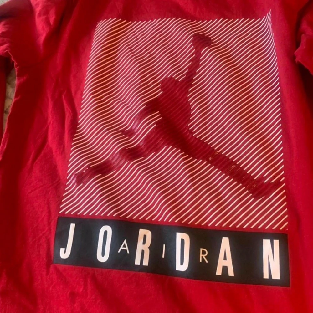 Jordan Red Short Sleeve Tee with Diagonal Jumpman Graphic